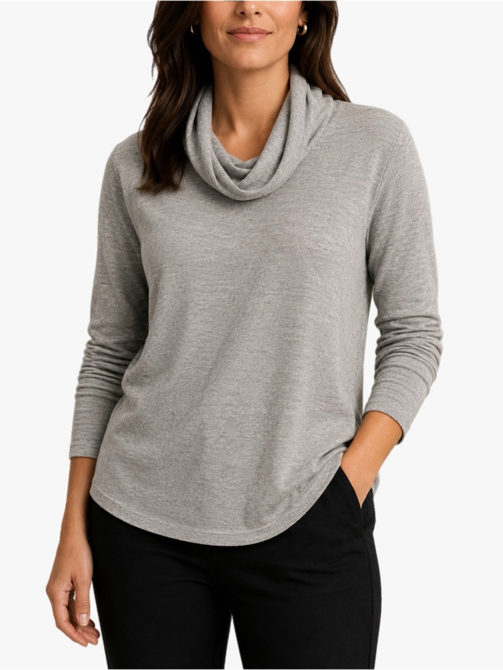 Banana Republic Factory Soft Luxe Women’s Size XL Gray Cowl Neck Long Sleeve Top